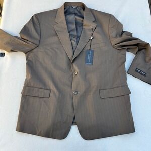Henry Grethel Mens 58R Taupe Pinstripe Suit Jacket Blazer Comfort Ease System‎